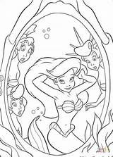 Ariel Coloring Mirror Pages Drawing sketch template