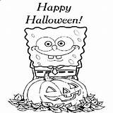 Halloween Spongebob Coloring Says Happy Color Squarepants sketch template