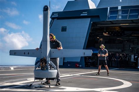 contractors test futuristic drone aboard  navys stealth destroyer
