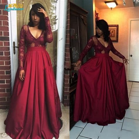 buy burgundy prom dresses 2017 sexy long sleeves prom