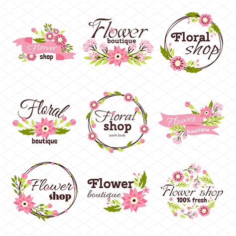 bright logo  flower shop vector decorative illustrations creative market
