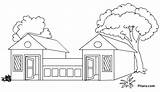 Coloring House Pages Buildings Kids Pitara sketch template