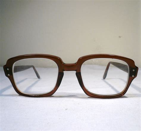 vintage romco military glasses thick brown eyeglasses frames etsy