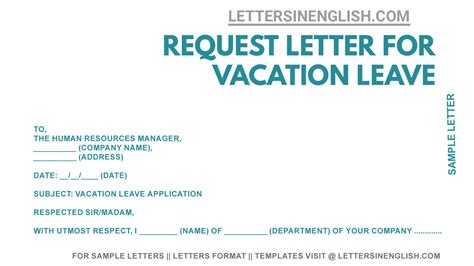 vacation leave letter sample request letter  vacation leave