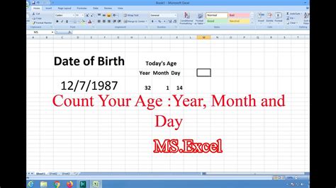 calculate age form date  birth  excel age calculator