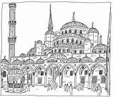 Coloring Istanbul Mosque Turkey Blue Adult Books Sultanahmet Camii Designlooter Mosques 86kb 1024 Hagia sketch template