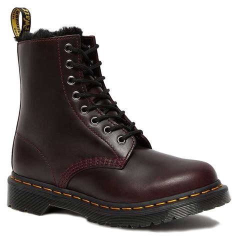dr martens serena womens faux fur lined  eyelet boots oxblood