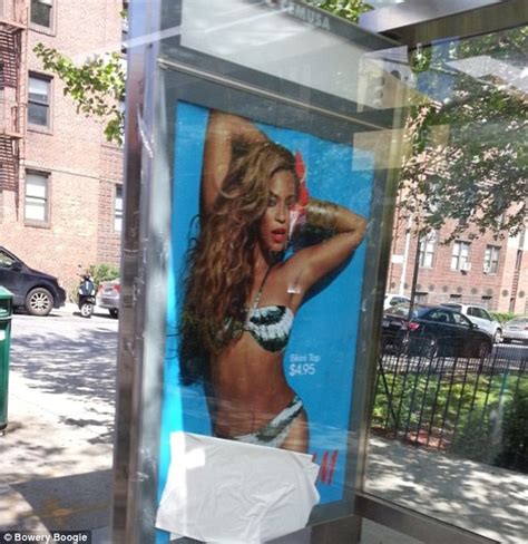 beyoncé s racy bus stop handm bikini ad gets censored on a daily basis by angry new yorkers