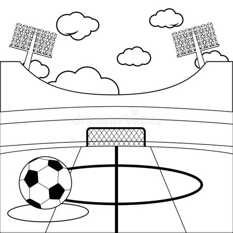 soccer stadium vector black  white coloring page stock vector