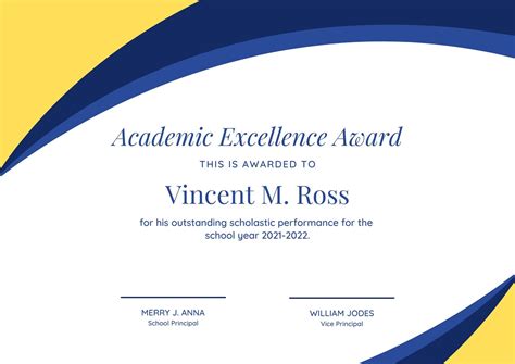 academic award template
