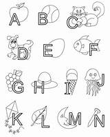 Alphabet Letters Coloring Objects Printable Pages Kids Letter Abc Sheets Learning Numbers Interlaced School sketch template