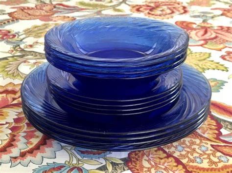 12 Piece Cobalt Blue Pyrex Festiva Glass Dishes Discontinued Color