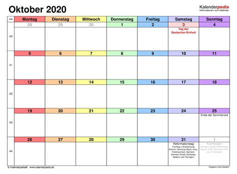 kalender oktober  als word vorlagen