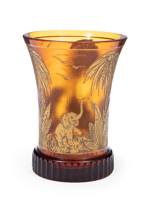 Lot Moser Art Glass Acid Etched Animor Vase