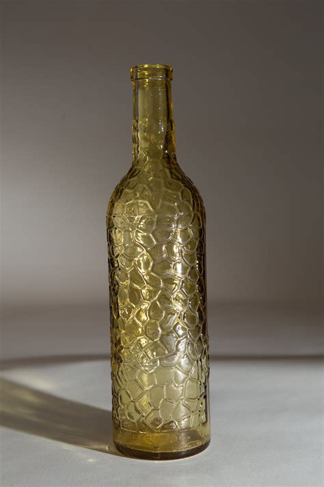 Vintage Glass Bottle 1900 S Honey Coloured Yellow Wine Bottle