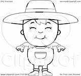 Farmer Mean Clipart Girl Cartoon Boy Coloring Smiling Vector Outlined Thoman Cory Royalty Clipartof Regarding Notes sketch template