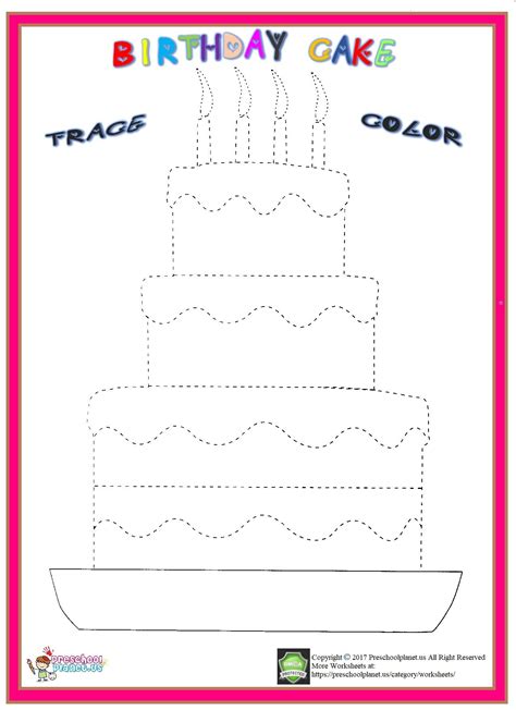birthday cake trace worksheet tracing worksheets preschool birthday