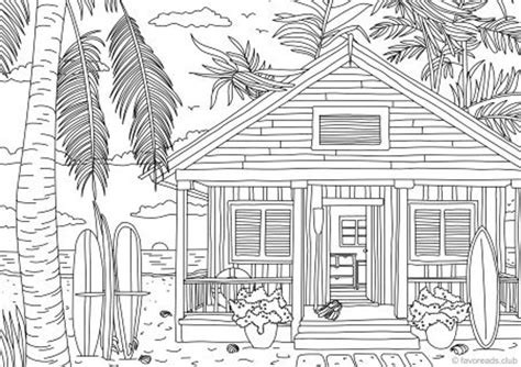 beach house printable adult coloring page  favoreads etsy