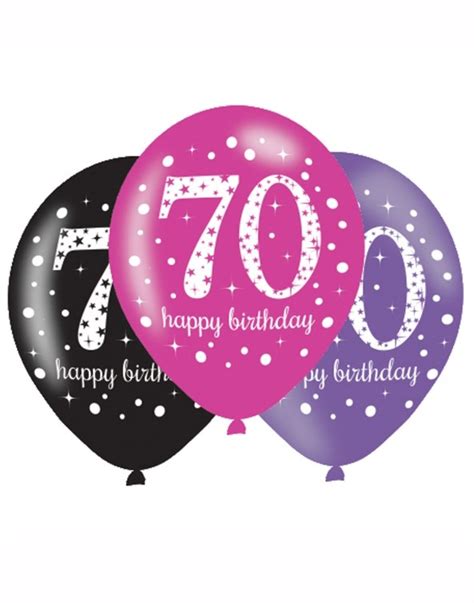 Happy 70th Birthday Pink Celebration 11 Latex Balloons 6pk