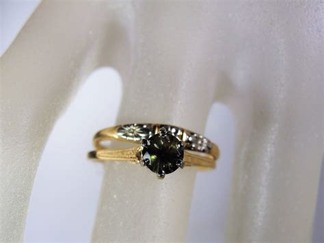 Victorian Bridal Ring Set Tourmaline Engagement Ring Victorian Flower