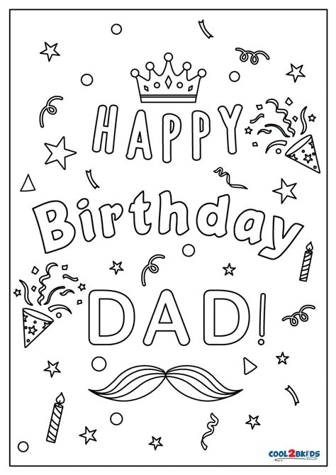 printable happy birthday dad coloring pages  kids