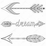 Coloring Adult Bohemian Pages Arrows Dream Feathers Boho Vector Arrow Set Style Tribal Hope Print Ethnic Patterned Therapy Stock Panki sketch template