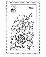 Stamp Coloring Postage Pages Nature Stamps Sheets Usps Kids Post Printable Office Postal Activity Collecting Template Flowers Books Mail Rose sketch template