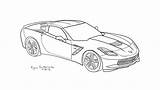 Corvette Stingray Coloring4free Chevrolet Outline sketch template