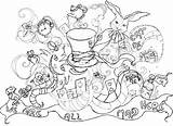 Wonderland Caterpillar Merveilles Getdrawings Konijn Cheshire Colorier Coloringbook Kleurplaat sketch template