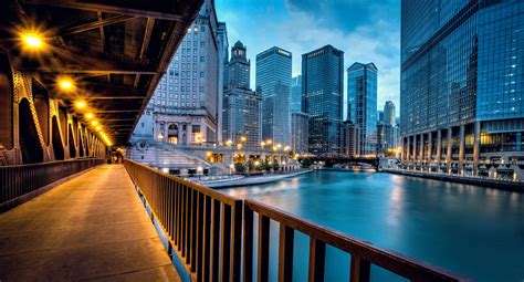 wallpaper chicago llinois illinois usa united states city evening river houses