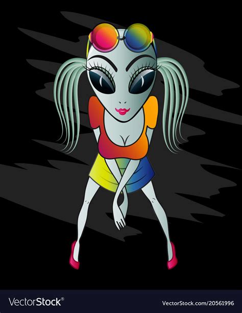 cheerful ufo aliens girl royalty free vector image