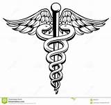 Caduceus Medical Clipart Symbol Wings Snakes Vector Stock Insignia Clipground sketch template