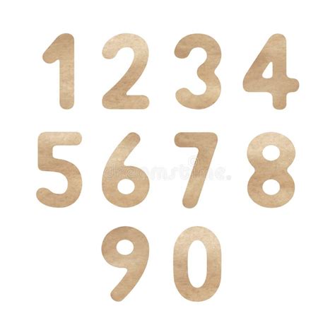 brown watercolor numbers  design stock vector illustration