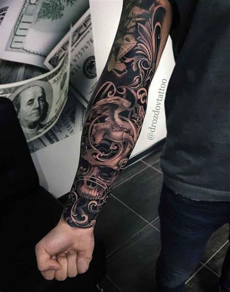 black and grey tattoo sleeve vladimir drozdov bird tattoo sleeves