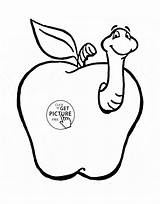 Coloring Pages Worm Apple Fruits Drawing Kids Fruit Printable Funny Sheets Fall Choose Board Colouring Getdrawings sketch template