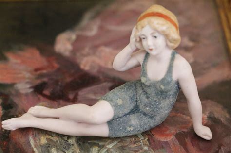 Antique Bathing Beauty Doll 4 In Antique Doll Bathing Suit Figurine