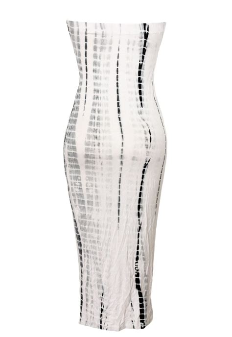 Ladies Elegant Ivory Black Strapless Tube Dress Online