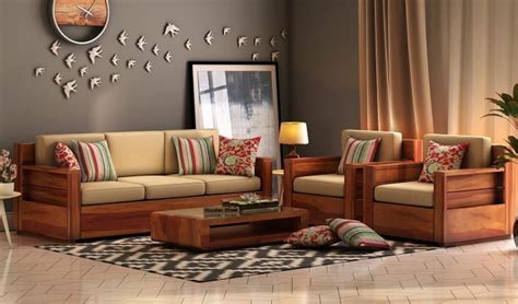 buy marriott wooden sofa  set honey finish   india