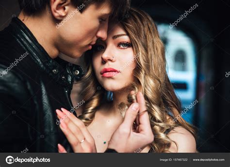 Portrait Of Sexy Couple Beautiful Couple Touching At Each Other