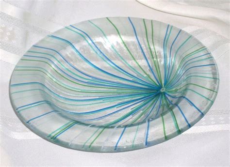 Fused Glass Bowl Green Aqua Blue By Vickylynndesigns On Etsy