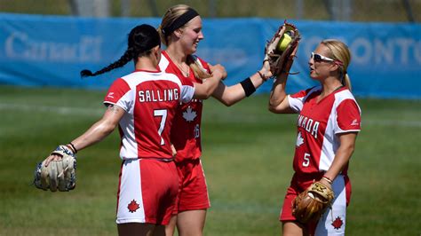 canada defeats usa for women s softball gold team canada official