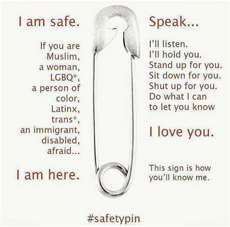 wearing a safety pin mean you are safe with me heal