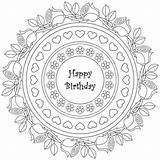 Coloring Birthday Happy Adult Pages Mandala Colouring Adults Printable Color Roses Card Print Getcolorings Rocks Hard Cake Books sketch template