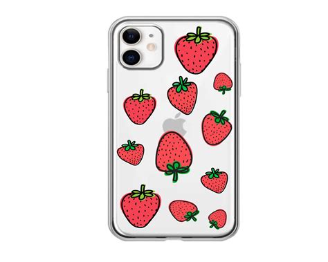 siliconen hoesje apple iphone   pro  pro max transparant aardbeien apple