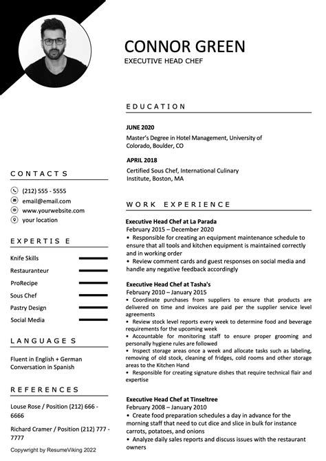 chef resume examples