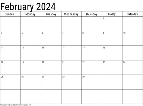 february calendar template