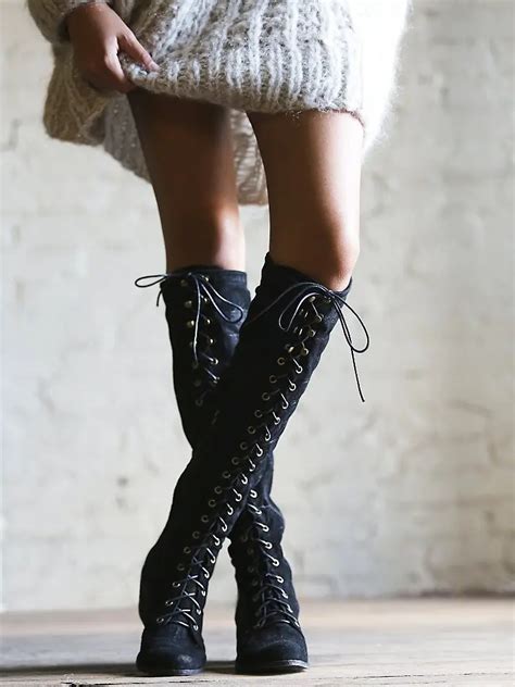 women s genuine leather boots front lace up knee long autumn winter