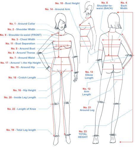 body measurement chart sewing  newest venture  pinterest