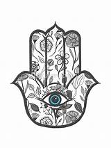 Hamsa Hand Simple Floral Drawn Redbubble Tattoo Stickers Drawing Drawings Sticker Eye Evil Draw Iphone Hands sketch template