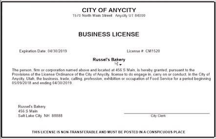 print  business license